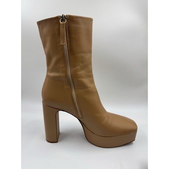 Zara Women’s Nude Beige Platform Ankle Boots Heels Genuine Leather US 8.5 EU 39 - Picture 11 of 16